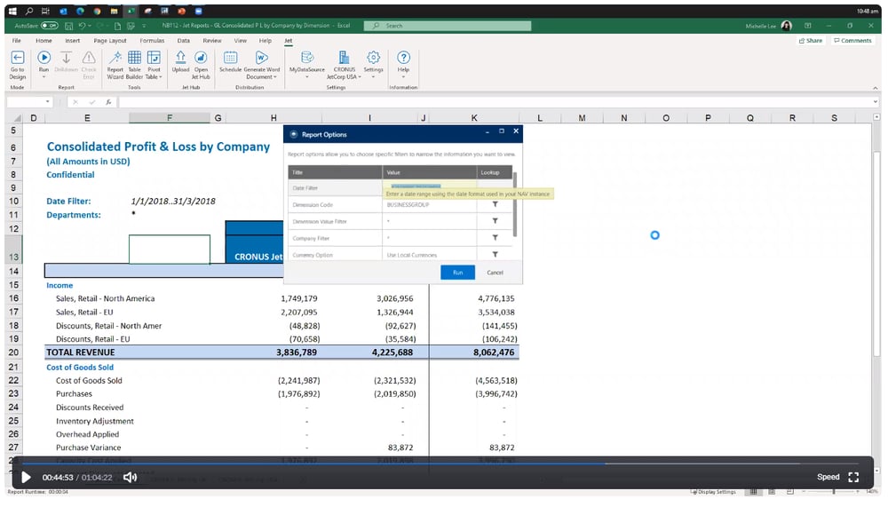 Consolidated P&L - Report Options