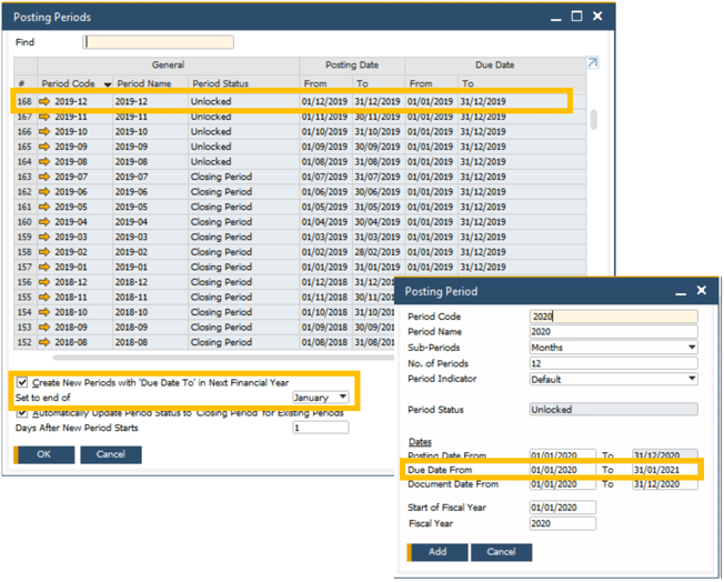 SAP B1 Posting Periods