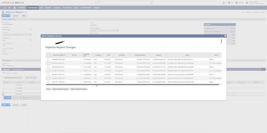 NetSuite Expense Reports