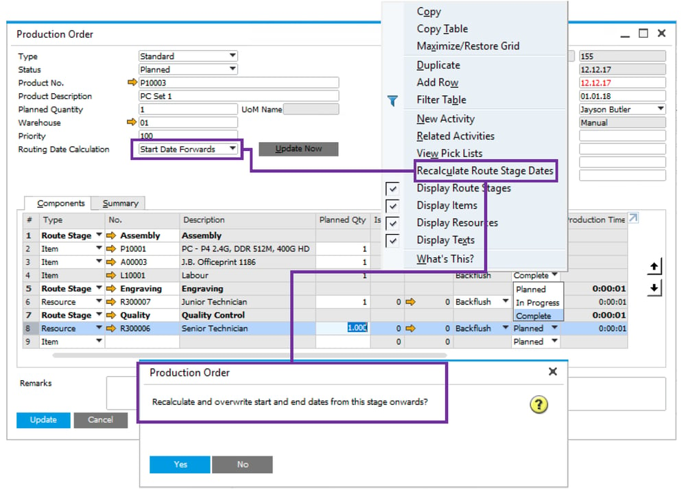 SAP Business One (SAP B1) 9.3 - Production Routing