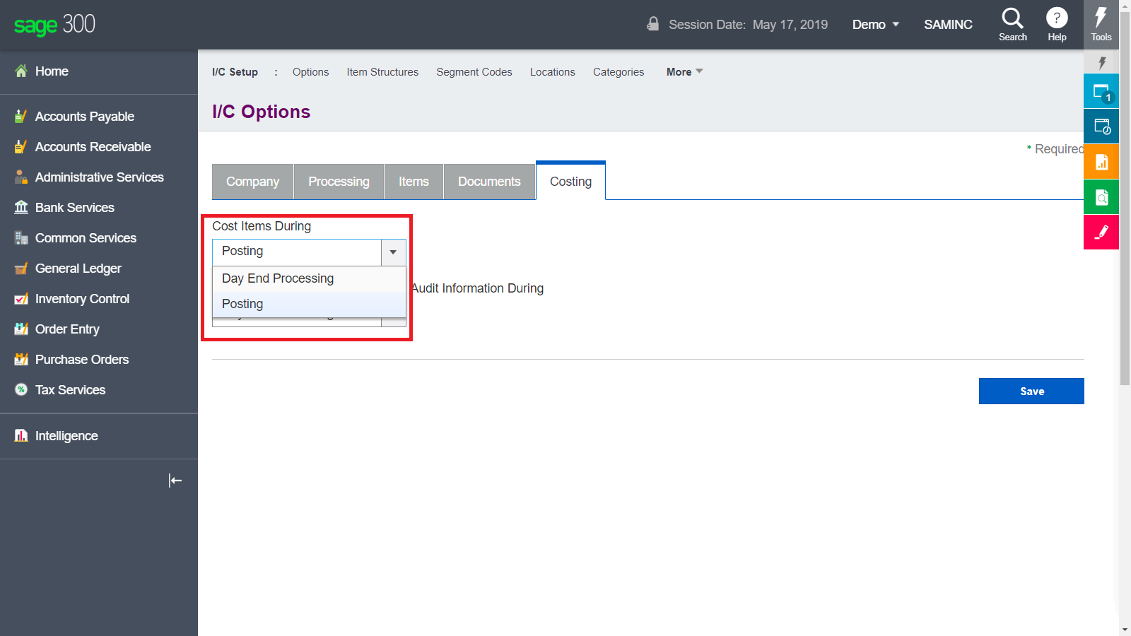 Sage 300cloud Accpac IC Costing